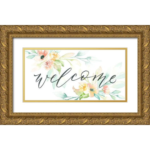 Welcome Gold Ornate Wood Framed Art Print with Double Matting by Brockmon, Kristen