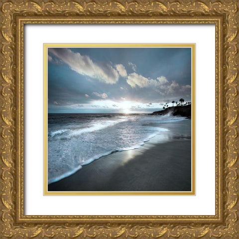 Sunset Beach Gold Ornate Wood Framed Art Print with Double Matting by Delimont, Danita