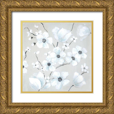 Fantasy Dogwood Gold Ornate Wood Framed Art Print with Double Matting by Tava Studios
