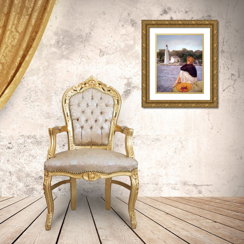 Waiting Gold Ornate Wood Framed Art Print with Double Matting by DeSantis, Bob