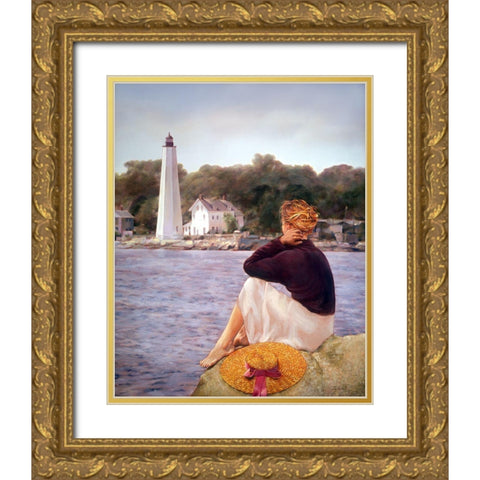 Waiting Gold Ornate Wood Framed Art Print with Double Matting by DeSantis, Bob