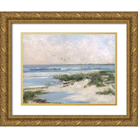 Soft Morning Sea Gold Ornate Wood Framed Art Print with Double Matting by Swatland, Sally