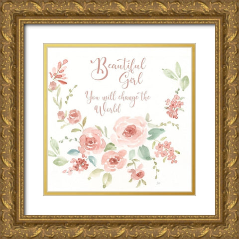 Sweet Beautiful Girl Gold Ornate Wood Framed Art Print with Double Matting by Nan