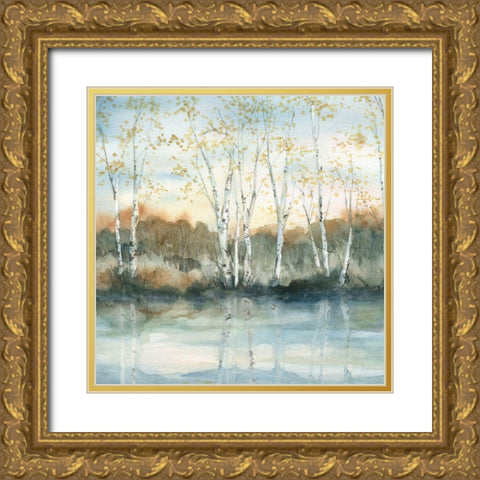 Birch Riverbank Gold Ornate Wood Framed Art Print with Double Matting by Robinson, Carol