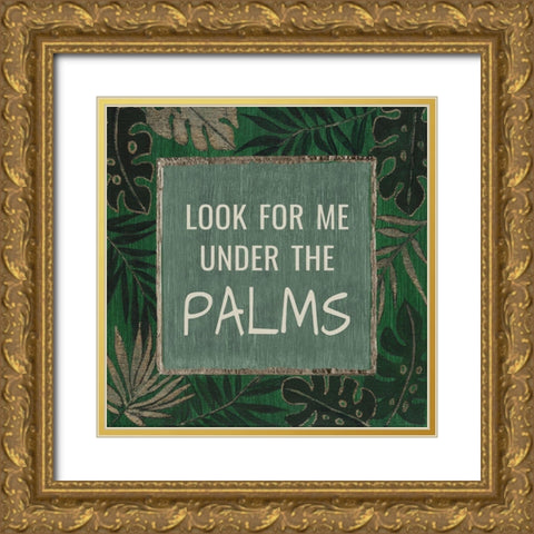 Under the Palms Gold Ornate Wood Framed Art Print with Double Matting by Tava Studios