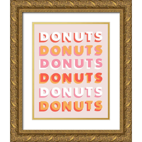 Donuts Gold Ornate Wood Framed Art Print with Double Matting by Designs, CAD
