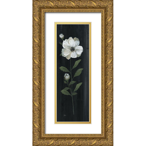 White Country Botanical I Gold Ornate Wood Framed Art Print with Double Matting by Nan