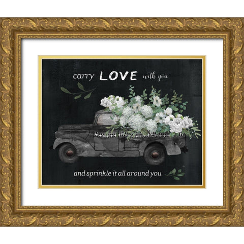 Carry Love Gold Ornate Wood Framed Art Print with Double Matting by Nan