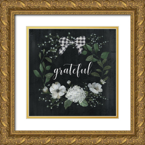 Grateful Gold Ornate Wood Framed Art Print with Double Matting by Nan