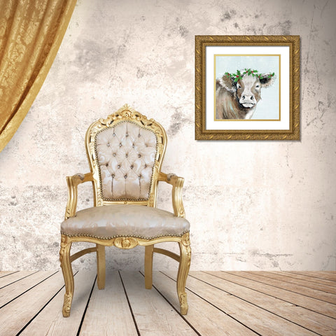 Holly Pasture I Gold Ornate Wood Framed Art Print with Double Matting by Tava Studios