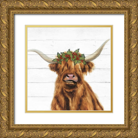 Holly Highland Gold Ornate Wood Framed Art Print with Double Matting by Brooks, Donna