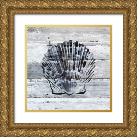 Blue Scallop Gold Ornate Wood Framed Art Print with Double Matting by Robinson, Carol