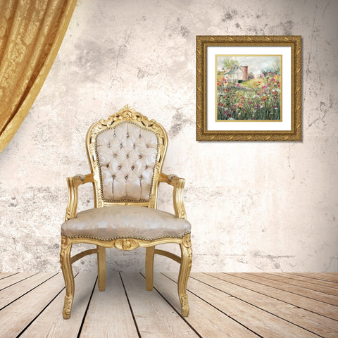 Farm in Bloom Gold Ornate Wood Framed Art Print with Double Matting by Nan