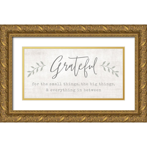 Grateful for Everything Gold Ornate Wood Framed Art Print with Double Matting by Carpentieri, Natalie