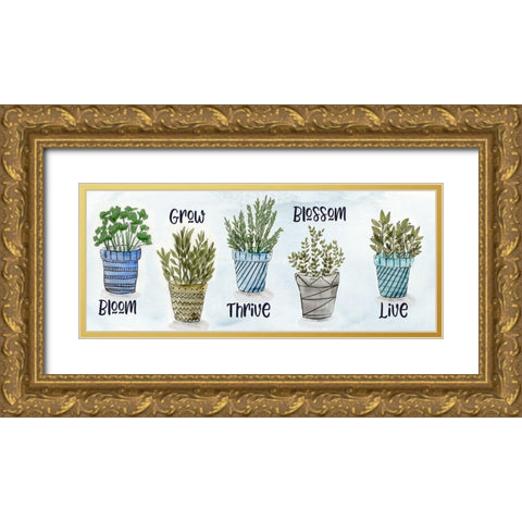 Potted Inspirations Gold Ornate Wood Framed Art Print with Double Matting by Jill, Susan