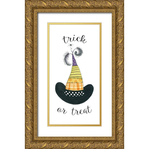 Trick or Treat Hat Gold Ornate Wood Framed Art Print with Double Matting by Finn, Livi