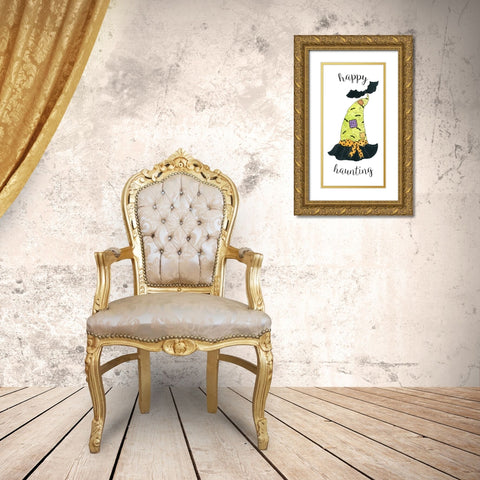 Happy Haunting Hat Gold Ornate Wood Framed Art Print with Double Matting by Finn, Livi
