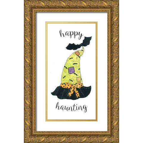 Happy Haunting Hat Gold Ornate Wood Framed Art Print with Double Matting by Finn, Livi