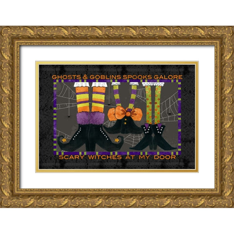 Ghosts And Goblins Mat Gold Ornate Wood Framed Art Print with Double Matting by Finn, Livi