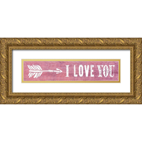I Love You Gold Ornate Wood Framed Art Print with Double Matting by Knutsen, Conrad