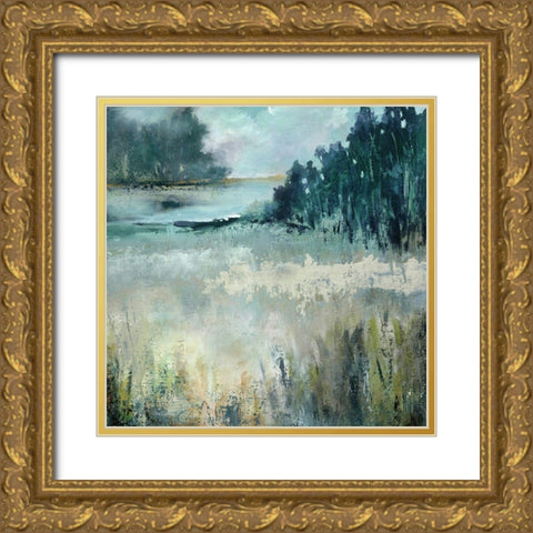 Calm River Valley Gold Ornate Wood Framed Art Print with Double Matting by Robinson, Carol