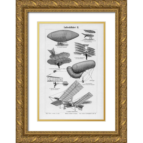 Industrial Flight Gold Ornate Wood Framed Art Print with Double Matting by CAD Designs