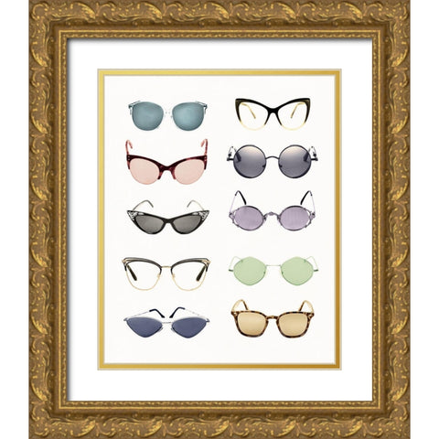 Vintage Glasses I Gold Ornate Wood Framed Art Print with Double Matting by Designs, CAD