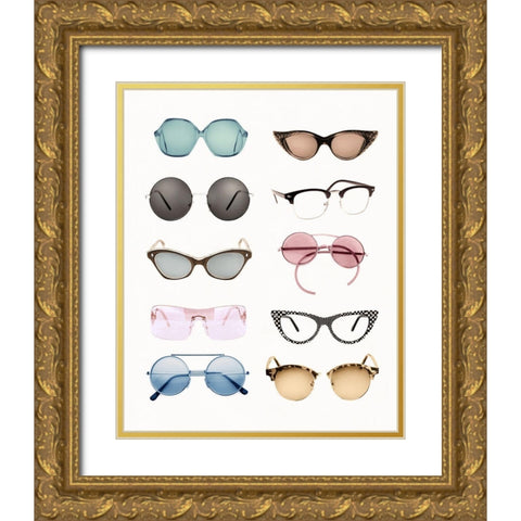 Vintage Glasses II Gold Ornate Wood Framed Art Print with Double Matting by Designs, CAD
