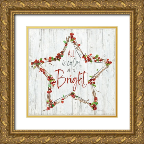 Bright Star Wreath Gold Ornate Wood Framed Art Print with Double Matting by Swatland, Sally