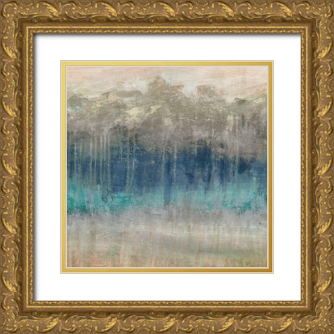 Treeline Reflections Gold Ornate Wood Framed Art Print with Double Matting by Robinson, Carol