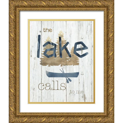 The Lake Calls to Me Gold Ornate Wood Framed Art Print with Double Matting by Nan