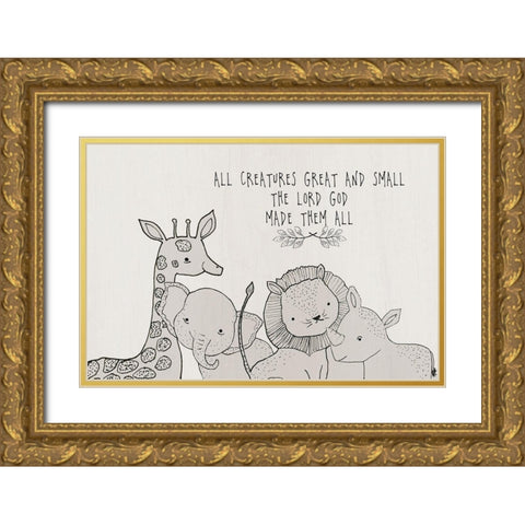 All Creatures Gold Ornate Wood Framed Art Print with Double Matting by Jill, Susan