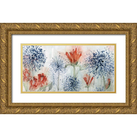 Tiger Lily Field Gold Ornate Wood Framed Art Print with Double Matting by Jill, Susan