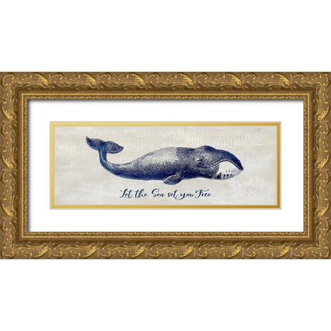Let The Sea Set You Free Gold Ornate Wood Framed Art Print with Double Matting by Jill, Susan