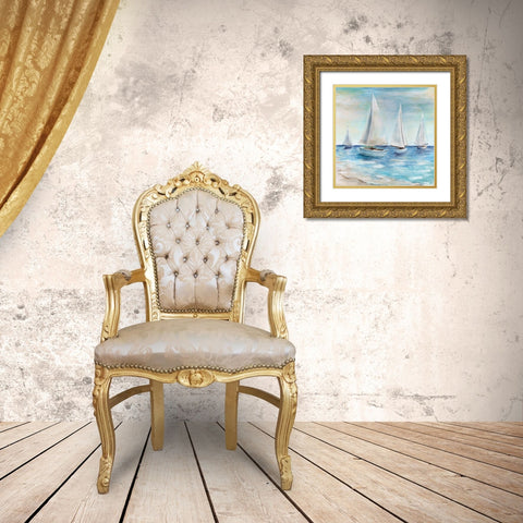 Shore Sailing Gold Ornate Wood Framed Art Print with Double Matting by Dunlap, Marilyn