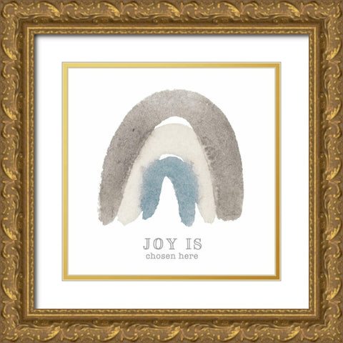 Joy Rainbow Gold Ornate Wood Framed Art Print with Double Matting by Gunn, Kourtni