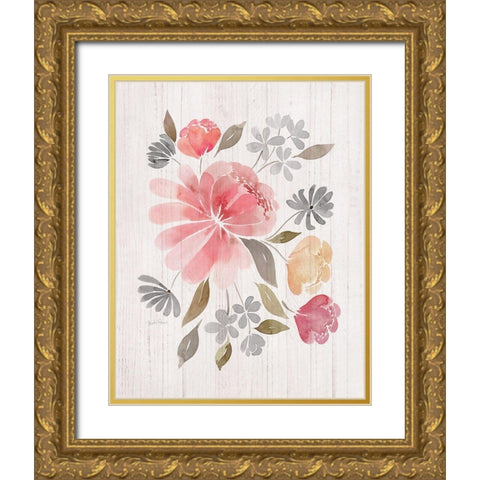 Loose Peonies I Gold Ornate Wood Framed Art Print with Double Matting by Gunn, Kourtni