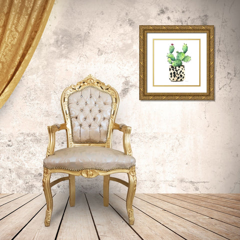 Spotted Cactus Gold Ornate Wood Framed Art Print with Double Matting by Tava Studios