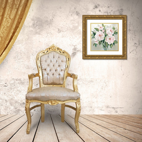 Pale Pink Blossoms Gold Ornate Wood Framed Art Print with Double Matting by Swatland, Sally