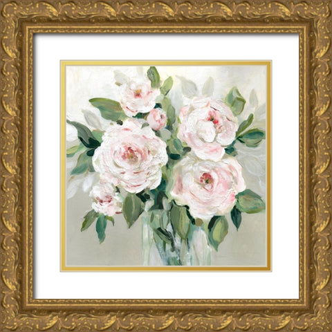 Pale Pink Blossoms Gold Ornate Wood Framed Art Print with Double Matting by Swatland, Sally