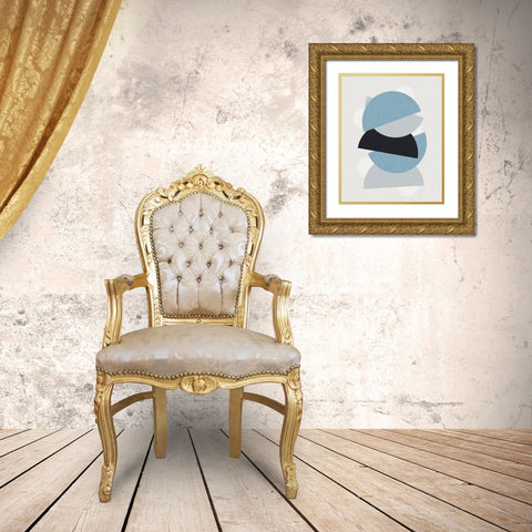 Shapely Blues I Gold Ornate Wood Framed Art Print with Double Matting by Santiago, Daniela
