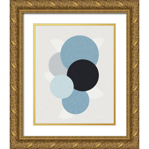 Shapely Blues II Gold Ornate Wood Framed Art Print with Double Matting by Santiago, Daniela