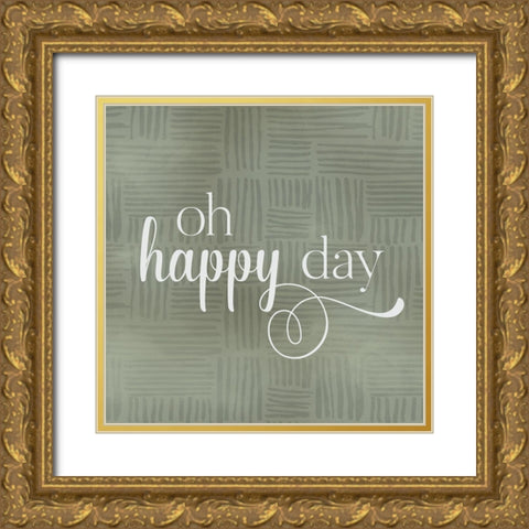 Happy Day Gold Ornate Wood Framed Art Print with Double Matting by CAD Designs