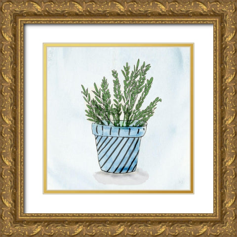Pot of Herbs II Gold Ornate Wood Framed Art Print with Double Matting by Jill, Susan