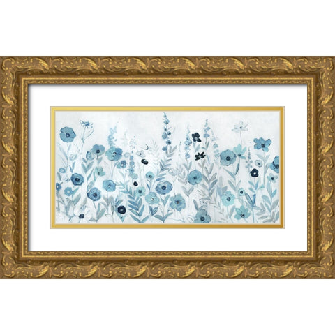 Endless Field of Blue Gold Ornate Wood Framed Art Print with Double Matting by Swatland, Sally