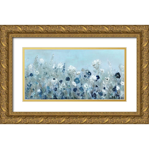 Teal Light Garden Gold Ornate Wood Framed Art Print with Double Matting by Swatland, Sally