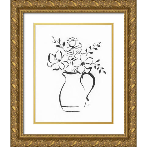 Sketchy Bouquet II Gold Ornate Wood Framed Art Print with Double Matting by Nan