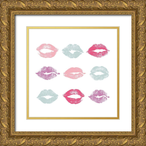 Kisses in Color Gold Ornate Wood Framed Art Print with Double Matting by Robinson, Carol