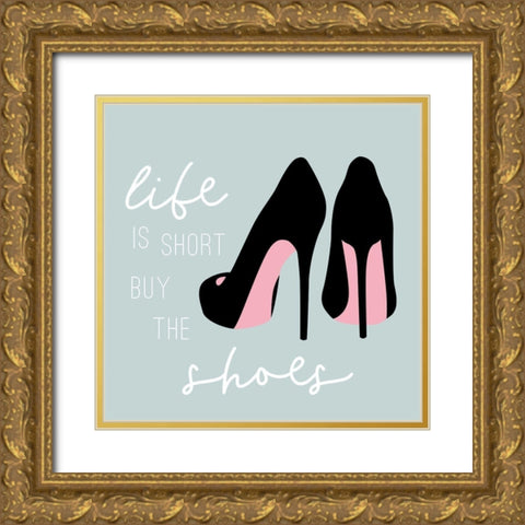 Buy the Shoes in Teal Gold Ornate Wood Framed Art Print with Double Matting by Carpentieri, Natalie