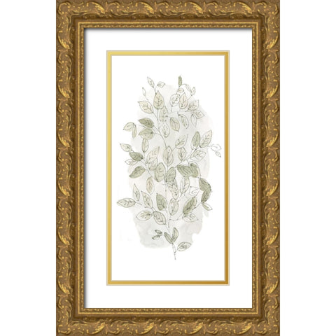 Leafy Branch I Gold Ornate Wood Framed Art Print with Double Matting by Finn, Livi